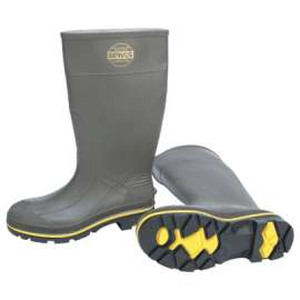 Pro Knee-Length PVC Boot with Steel Toe, Size 8, 15 in H, Gray/Yellow/Black