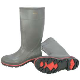 Pro Knee-Length PVC Boot with Plain Toe, Size 6, 15 in H, Gray/Yellow/Black