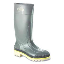 PRO+® PVC Steel Toe Boots, 15 in H, Size 11, Gray/Yellow/Beige