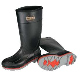 XTP PVC Plain Toe Boots, 15 in H, Size 5, Black/Red/Gray