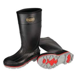 XTP PVC Plain Toe Boots, 15 in H, Size 6, Black/Red/Gray