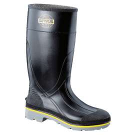 XTP PVC Steel Toe Knee Boots, 15 in H, Size 5, Black/Gray/Yellow