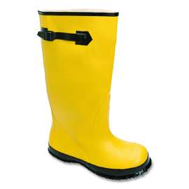 Hi Strap-On Rubber Overboots, 18 in Strap, 18 in H, Size 8, Yellow