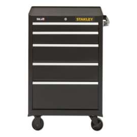 300 Series Rolling Tool Cabinet, 5-Drawer, 26 in, Black