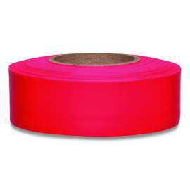 Taffeta Flagging Tape, 1-3/16 in x 150 ft, Flourescent Red