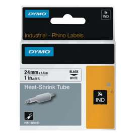 Heat Shrink Tube, 1 in x 5 ft, Black on White