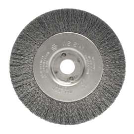 Narrow Face Crimped Wire Wheel, 4 in D, .008 Steel, 1/2-3/8 in Arbor Hole