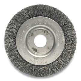 Narrow Face Crimped Wire Wheel, 3 in D x 7/16 in W, .006 Steel Wire, 6,000 rpm