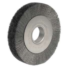 Wide-Face Crimped Wire Wheel, 8 in Dia. x 1.5 in W, 0.0118 Stainless Steel, 4,000 rpm