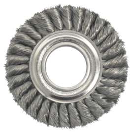 Wide Face Standard Twist Knot Wire Wheel, 6"Dia. x 1 3/8"W, 0.0118, 8,000rpm