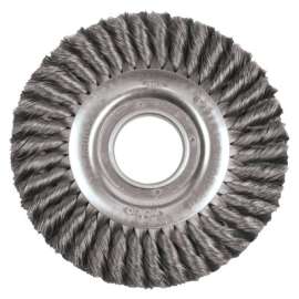 Wide Face Standard Twist Knot Wire Wheel, 8 in Dia. x 2 in, 0.016 in, 6000 RPM