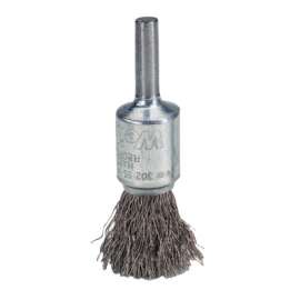 Crimped Wire Solid End Brushes, Stainless Steel, 25,000 rpm, 1/2" x 0.014"