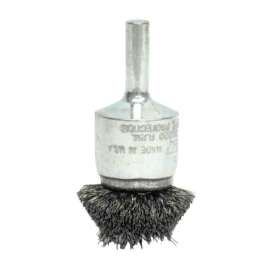 Stem-Mounted Circular Flared End Brushes, Stainless, 20,000 rpm, 1 1/2" x 0.008"