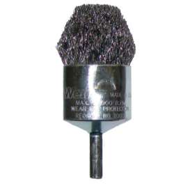 Controlled Flare End Brushes, Stainless Steel, 22,000 rpm, 1" x 0.014"