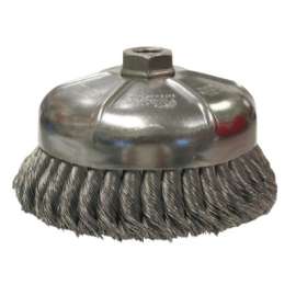 Single Row Heavy-Duty Knot Cup Brush, 6 in Dia., 5/8-11, 1 3/8 x .023 Stainless