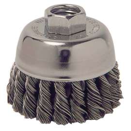 Single Row Heavy-Duty Knot Wire Cup Brush, 2-3/4 in Dia., M14 x 2, .014 Steel