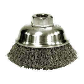 Crimped Wire Cup Brush, 3 1/2 in Dia., M10 x 1.25 Arbor, Steel Wire