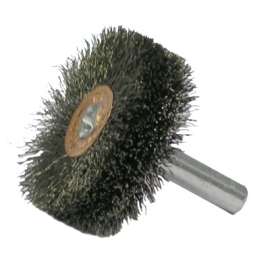 Stem-Mounted Wide Conflex Brush, 1 1/4 in D x 1/2 W, .008 Steel Wire, 20,000 rpm