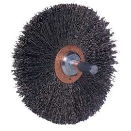 Stem-Mounted Wide Conflex Brush, 3 in D x 1 in W, .0118 Steel Wire, 20,000 rpm