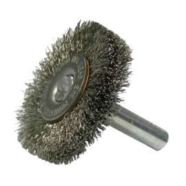 Crimped Wire Wheel, 1 1/2 in D, .006 Stainless Steel Wire