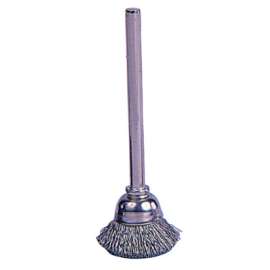 Miniature Stem-Mounted Cup Brush, 1/2 in Dia., Stiff Hair Wire