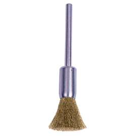 Miniature Stem-Mounted End Brush, Steel, 3/16 in x 0.003 in, 37,000 rpm