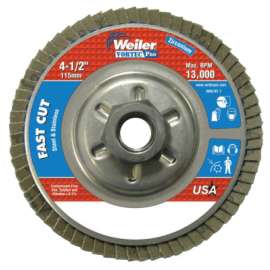 Vortec Pro Abrasive Flap Discs,4.5", 120 Grit, 5/8 Arbor, 13,000 rpm, Alum Back