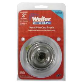 Vortec Pro® Knot Wire Cup Brush, 3 in Dia., 5/8-11 Arbor, .02 in Carbon Steel Wire