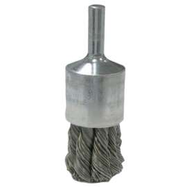 Vortec Pro Stem Mtd Knot Wire End Brushes, Carbon, 3/4 in Dia, .02, Wire