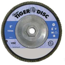 Tiger Disc Abrasive Flap Discs, 6 in, 80 Grit, 5/8 Arbor, 10,200 rpm