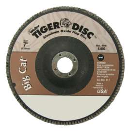 Tiger® Big Cat® High Density Flap Disc, 7 in, 40 Grit, 7/8 in Arbor, 8,600 RPM, Type 27