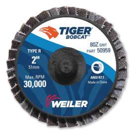 Bobcat Mini Abrasive Flap Disc, 2 in, Flat (Ty27), Type R Mount, 80Z