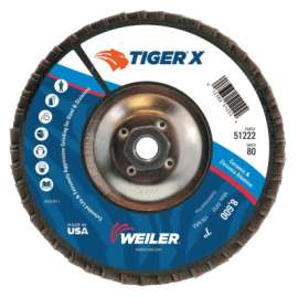 TIGER X Flap Disc, 7 in Angled, 80 Grit, 5/8 in - 11 Arbor