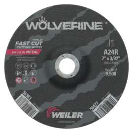 Wolverine® Thin Cutting Wheel, 7 in Dia, 3/32 Thick, 7/8 Arbor, 24 Grit