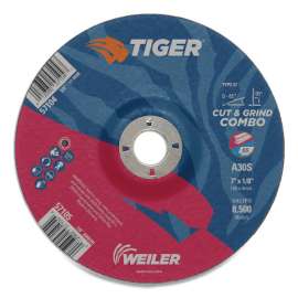 Tiger AO Type 27 Combo Wheel, 7 x 1/8 in, 5/8 in-11 Arbor, A30S