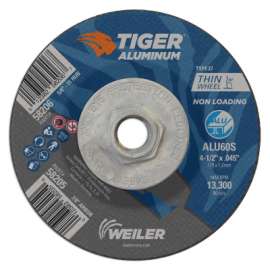 Aluminum Cutting Wheel, 4.5 in Diameter, 5/8 in Arbor, Type 27, 60 Grit, AO