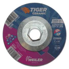 Tiger Ceramic Cutting Wheels, 5" Dia., 0.045" Thick, 60 Grit, Ceramic Alumina