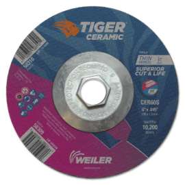 Tiger Ceramic Cutting Wheels, 6" Dia., 0.045" Thick, 60 Grit, Ceramic Alumina