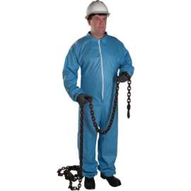 Posi-Wear® FR Disposable Coveralls, Collared/Open Wrists and Ankles/Zipper Front, Blue, 3XL