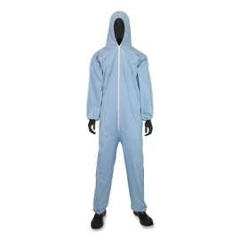 Posi-Wear® FR Disposable Coveralls, Hood/Elastic Wrists and Ankles/Zipper Front, Blue, 2XL