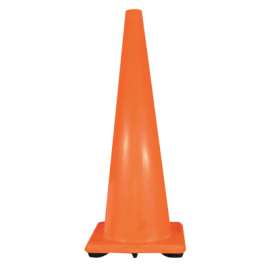 PVC Traffic Cones, 36 in, PVC, 10 lb Base, Orange/Black