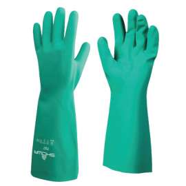 Nitrile Disposable Gloves, Gauntlet Cuff, Unlined Lined, Size 8/Medium, Green