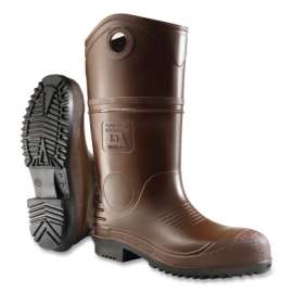 DuraPro® XCP Rubber Boots, Steel Toe, Men's 5, 16 in Boot, PVC, Brown/Black