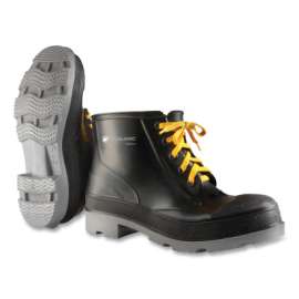 PolyGoliath Rubber Ankle Boots, Steel Toe, Men's 6, 6 in Lace-Up Boot, Polyurethane/PVC, Black/Gray