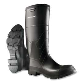 Economy Steel Toe/Midsole Rubber Boots, Men's 8, 16 in Boot, PVC, Black