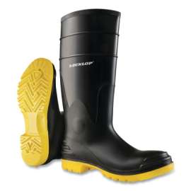 PolyGoliath Rubber Boots, Steel Toe and Midsole, Men's 10, Polyblend/PVC, Black/Yellow