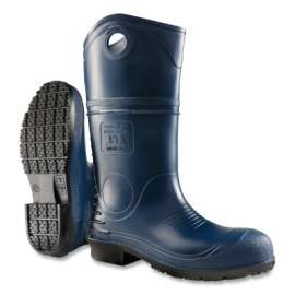DuroPro® Rubber Boots, Steel Toe, Men's 4, 16 in Boot, Polyblend/PVC, Blue/Black