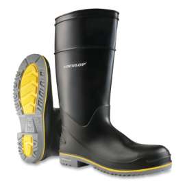Polyflex 3 Rubber Boots, Steel Toe, Men's 8, 15 in Boot, PolyBlend/PVC, Black/Gray/Yellow