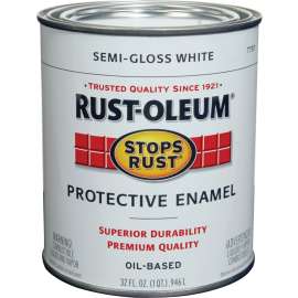 RUST-OLEUM STOPS RUST 7797502 Protective Enamel, Semi-Gloss, White, 1 qt Can