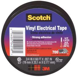 Scotch 4218-BA-40 Electrical Tape, 66 ft L, 3/4 in W, Vinyl Backing, Black